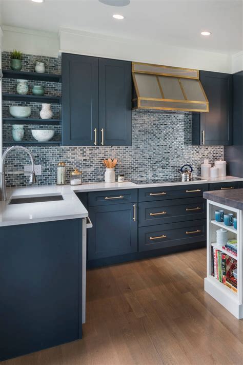 blue kitchen cabinets with stainless steel countertops|blue cabinets with quartz countertops.